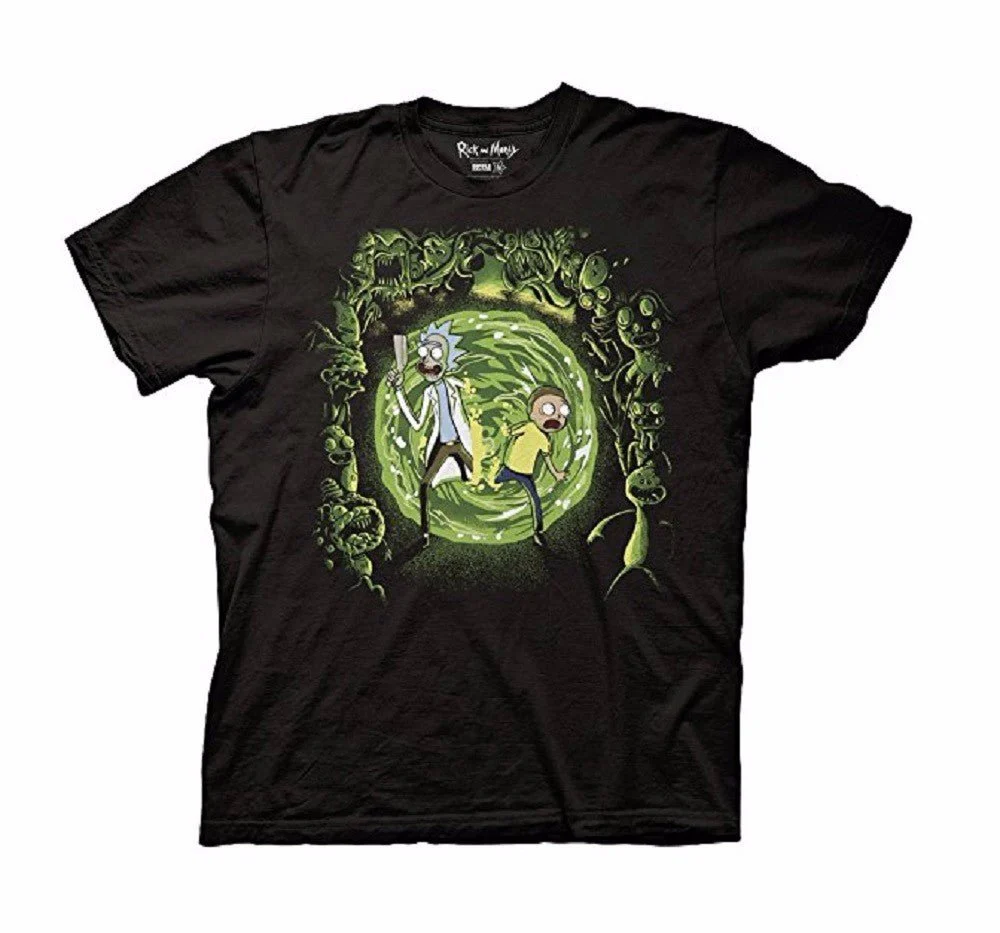 Rick And Morty Portal And The Monsters Adult T-Shirt - Image 1
