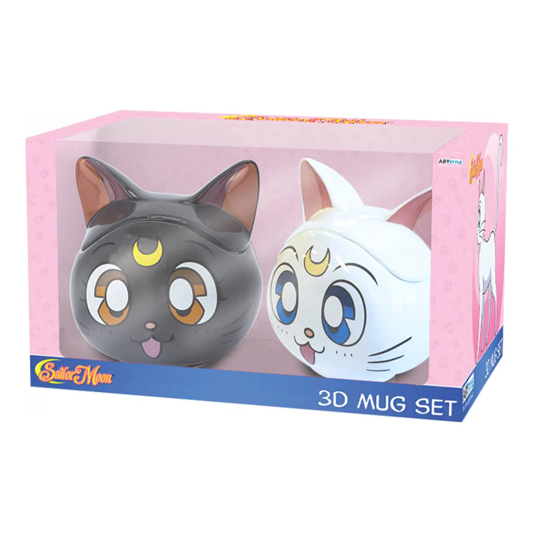 Sailor Moon Luna & Artemis 3D Ceramic Coffee Tea Mugs Set 11.5Oz - Image 1