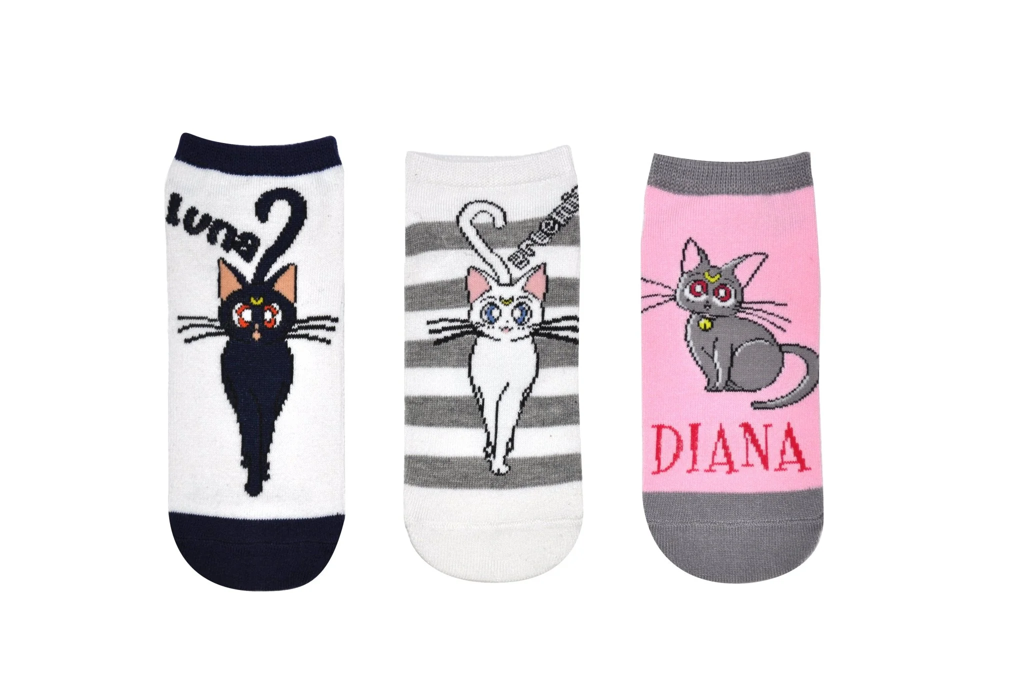 Sailor Moon Socks (3 Pair) - (Women) Sailor Moon Merchandise Low Cut Cat Socks - Image 1