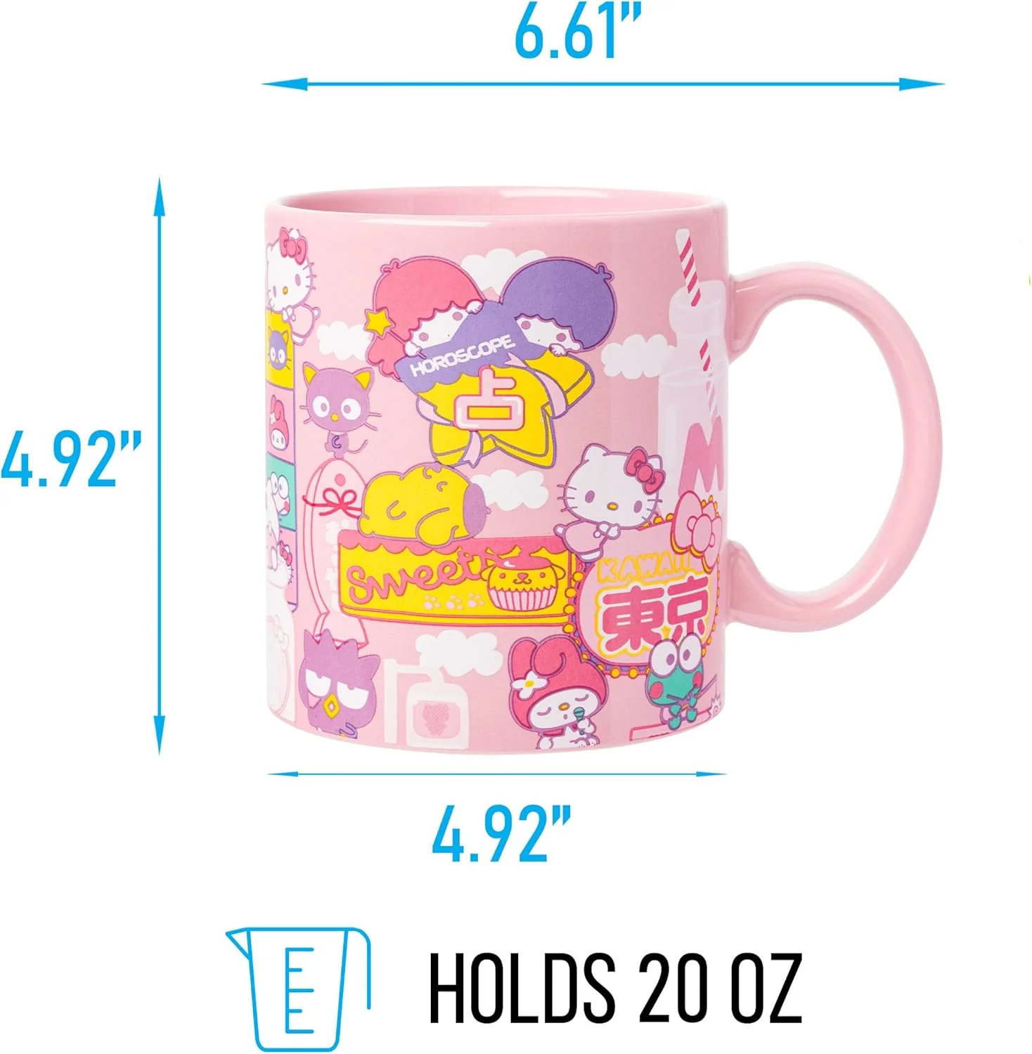 Sanrio Hello Kitty and Friends Kawaii Tokyo Theme Ceramic Mug 20 Ounces - Image 2