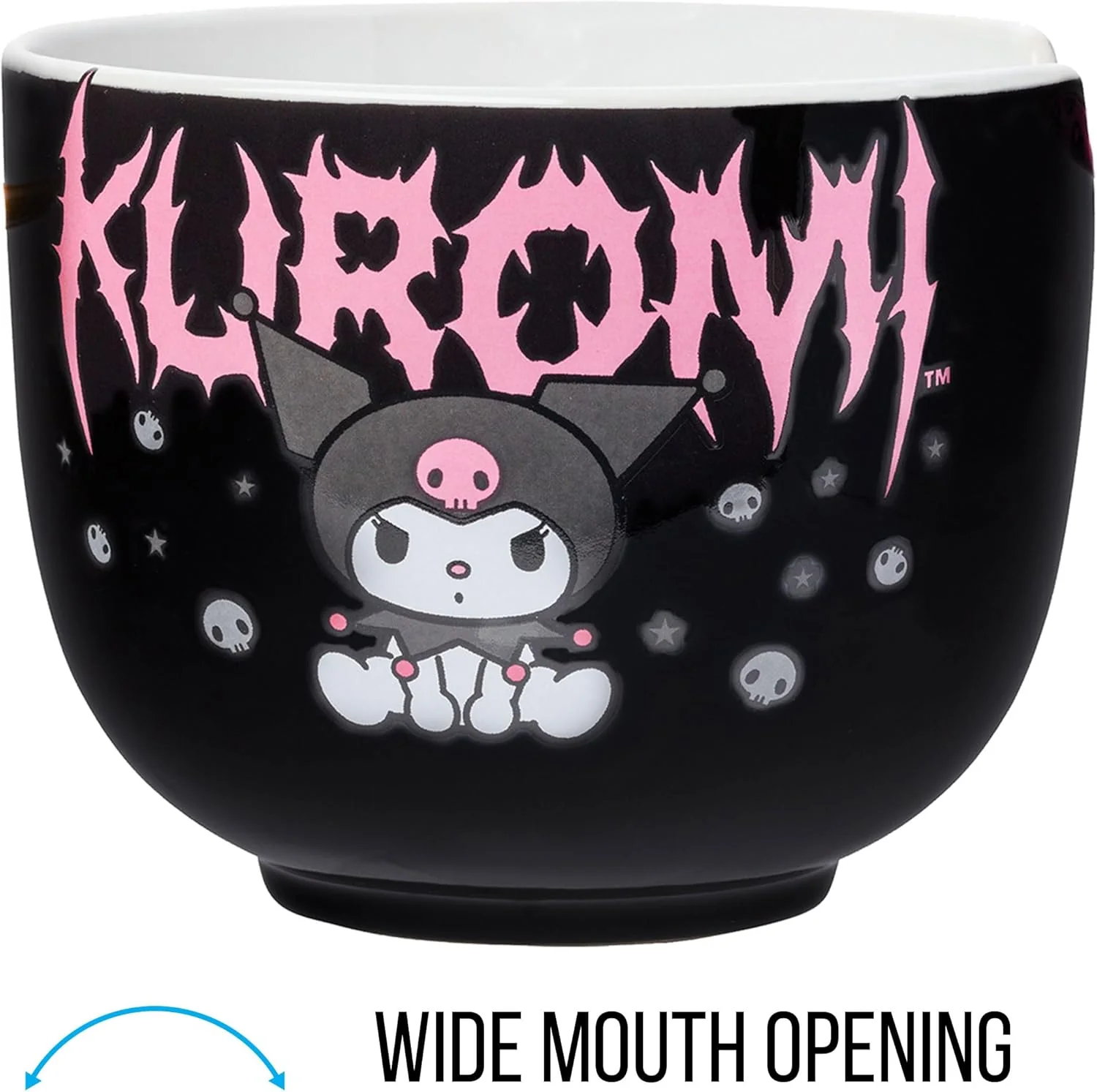 Sanrio Hello Kitty and Friends Kuromi Ceramic Ramen Noodle Rice Bowl with Chopsticks Microwave Safe 20 Ounces - Image 2