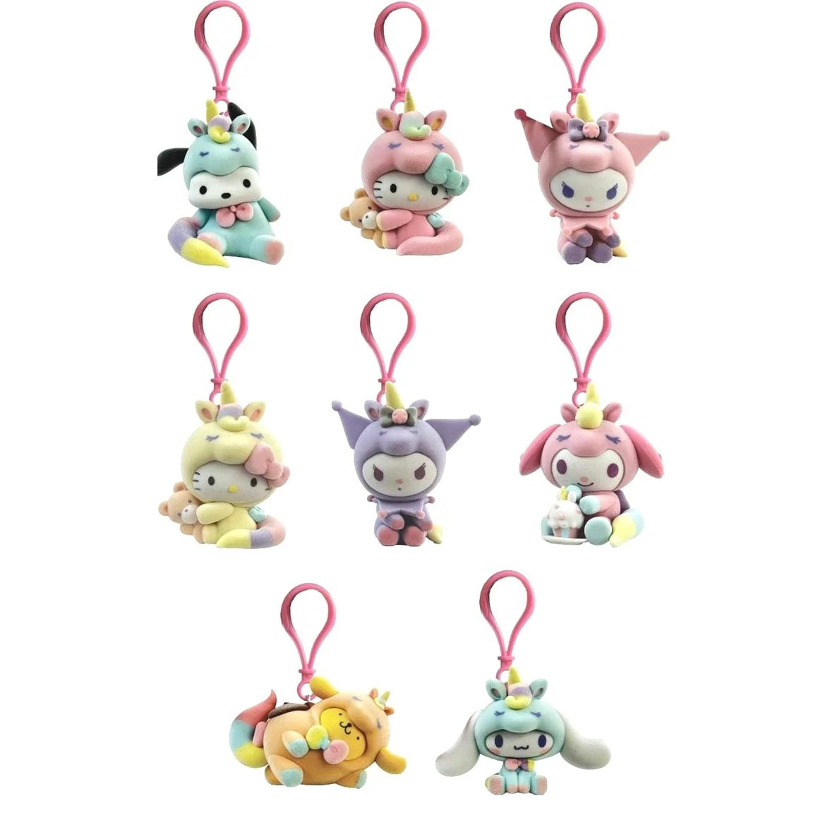 Sanrio Hello Kitty And Friends Pastel Outfit Exclusive Jumbo Flocked Hanger Bag Clip Blind Box - Image 2