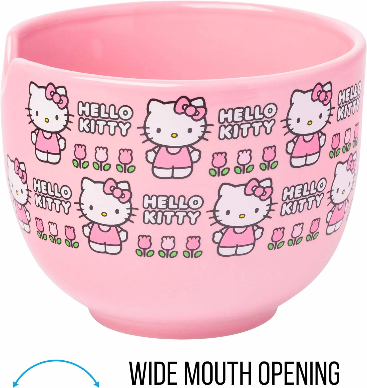 Sanrio Hello Kitty Face and Standing Logo Pattern Bowl with Chopsticks 20 Ounces - Image 3