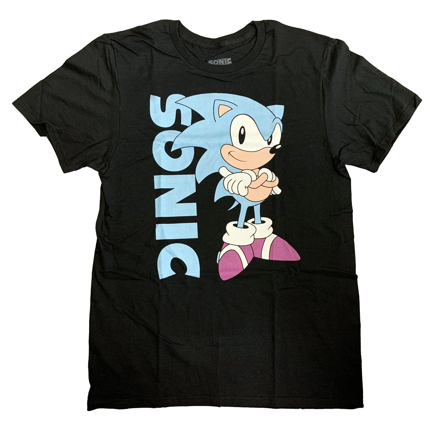 Sega Sonic Black Adult T Shirt - Image 2