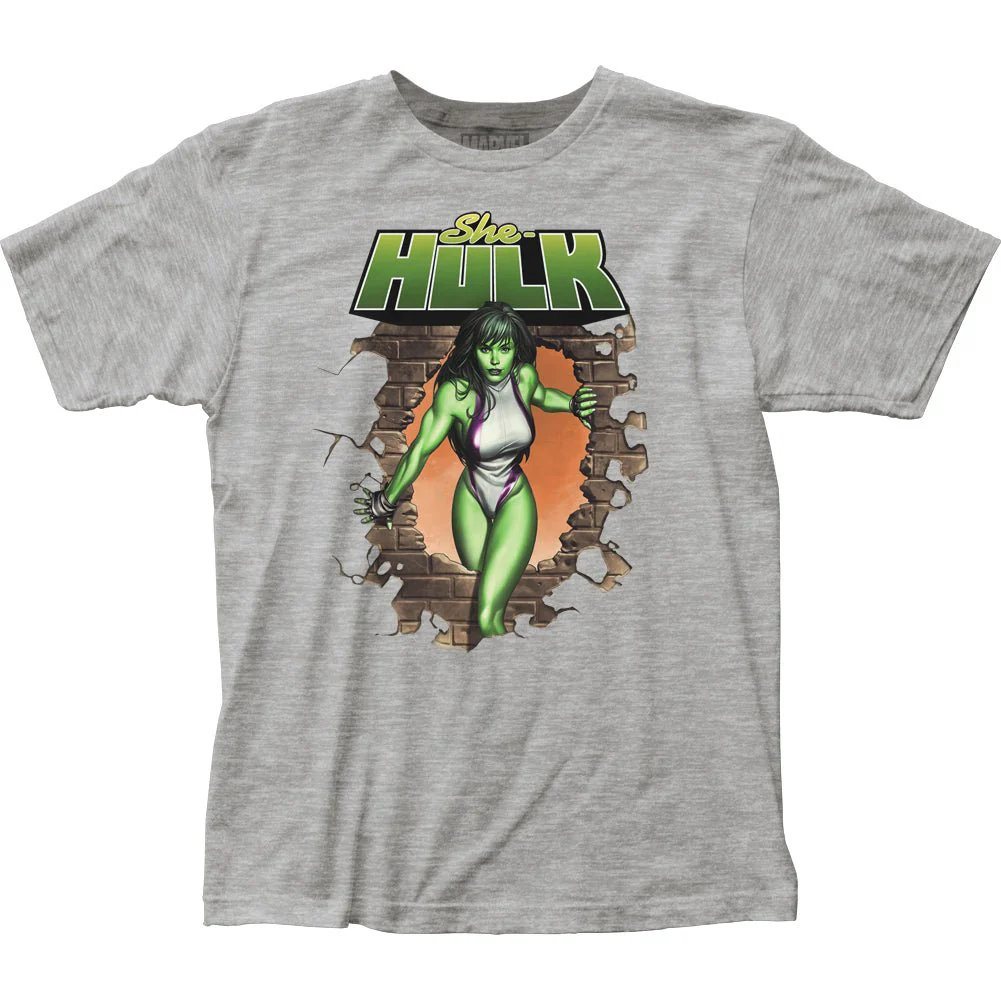 She-Hulk Bricks Marvel Comics Adult T Shirt - Image 2