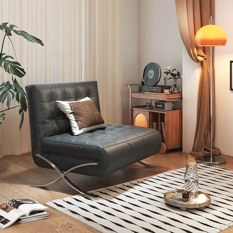 Italian Design Foldable Leather Convertible Sofa Bed - Image 3