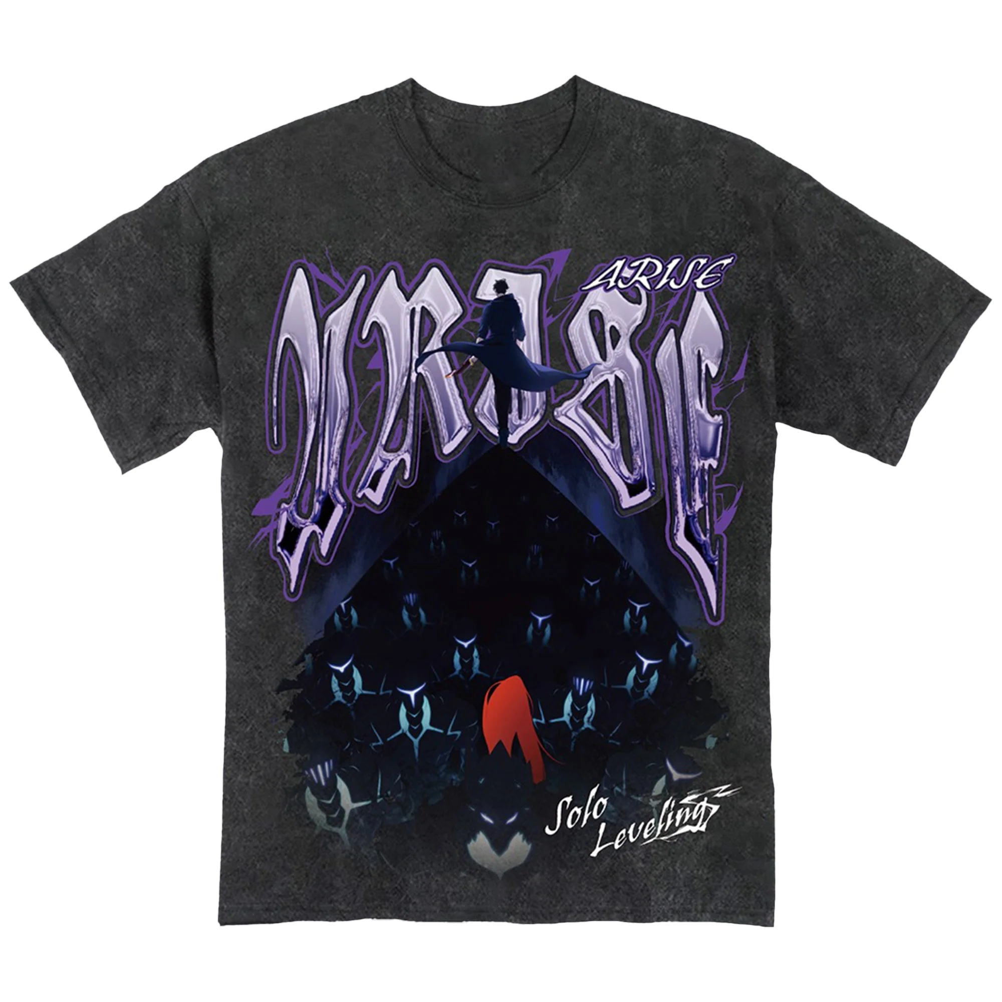 Solo Leveling – Sung Jinwoo Art Black Mineral Wash Adult Men’s T-Shirt