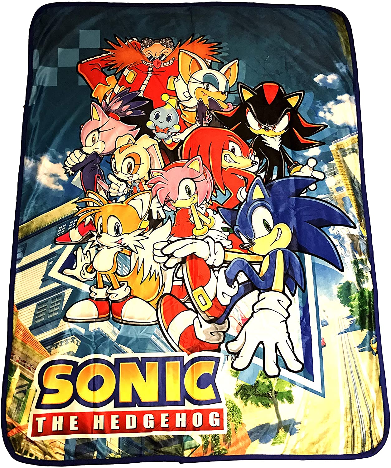 Sonic & Tails Big Group Sublimation Throw Blanket - Image 1