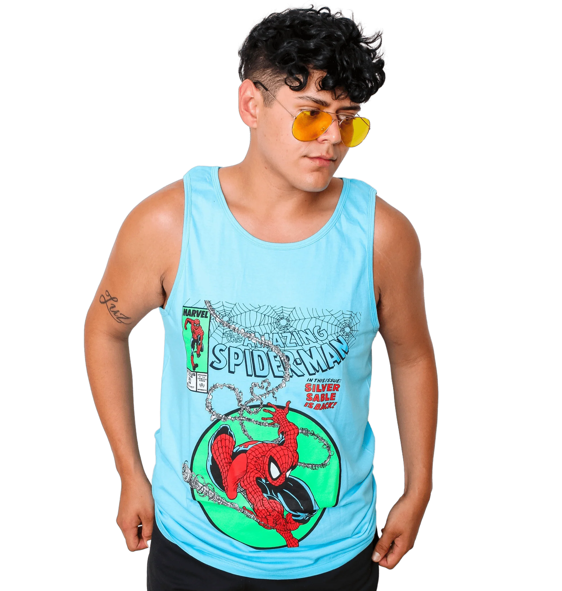 Spider-Man 90's Circle Marvel Comics Adult Tank Top - Image 2