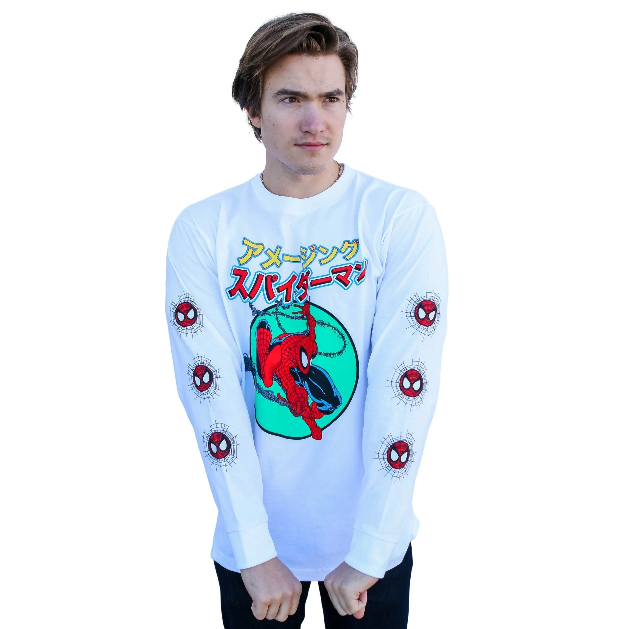 Spider-Man 90's Kanji Marvel Comics Adult Long Sleeve T-Shirt - Image 2