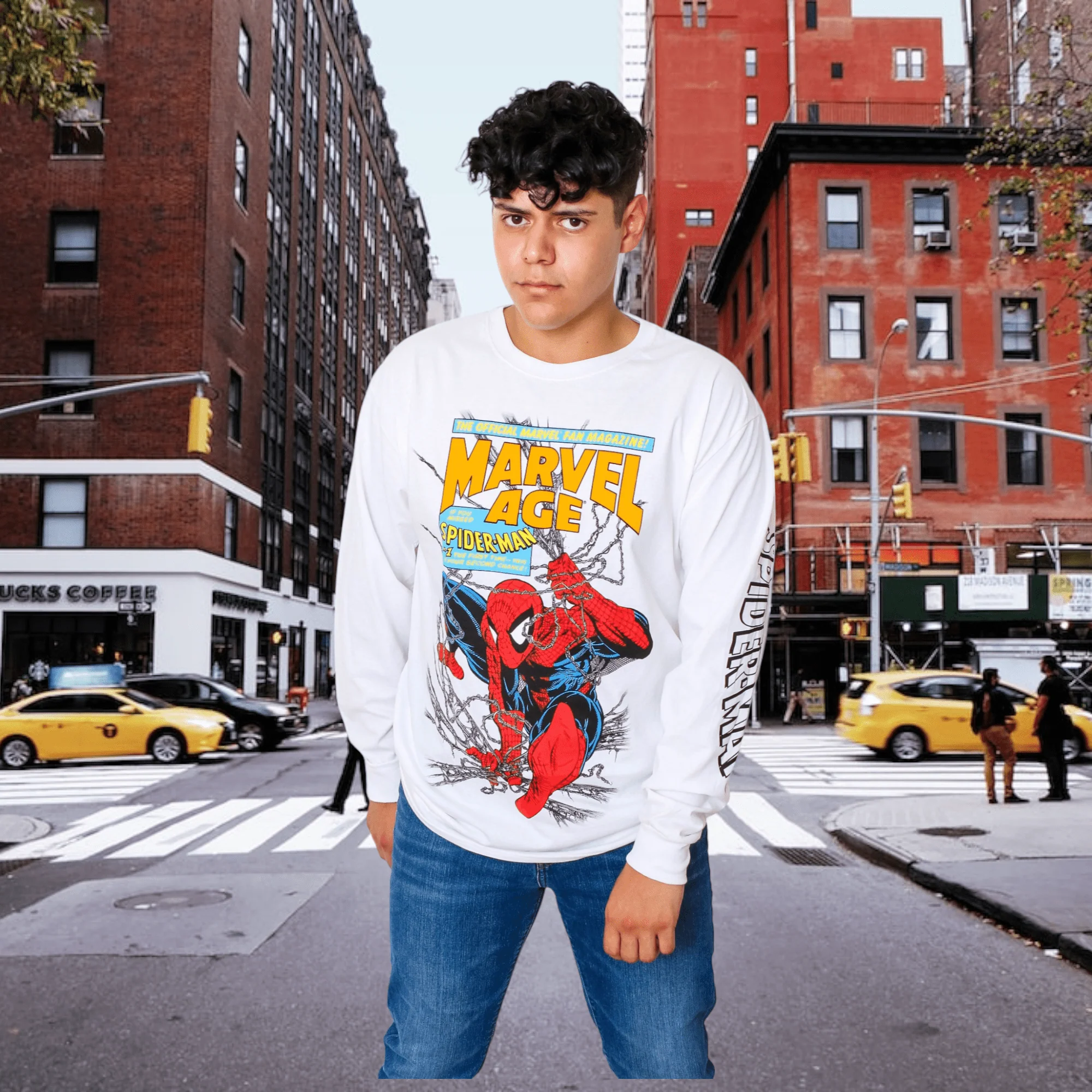 Spider-Man 90's Marvel Age Marvel Adult Long Sleeve T Shirt - Image 2