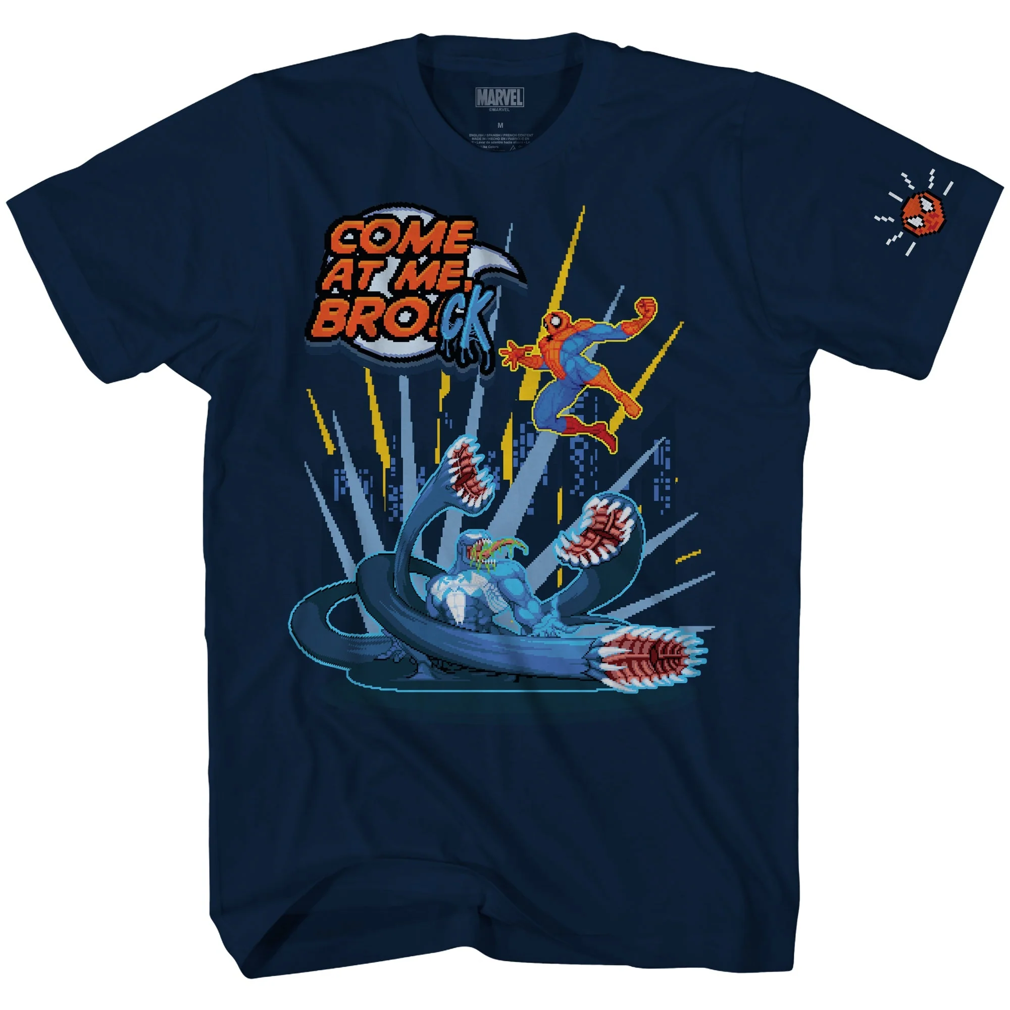 Spider-Man Come At Me Brock Marvel Retro Arcade Adult T Shirt - Image 1
