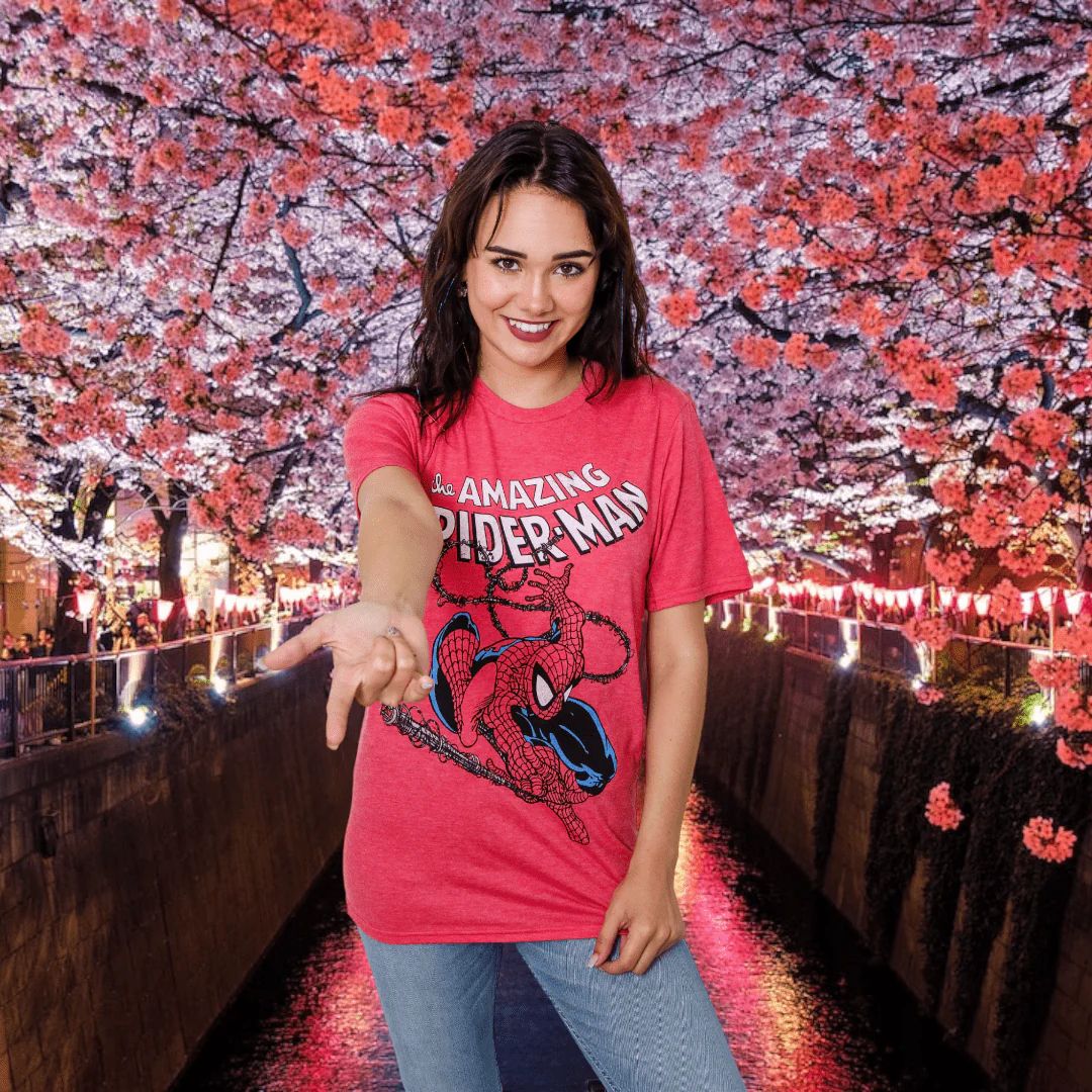 Spider-Man Spidey Swinging Marvel Comics Adult Graphic T-Shirt - Image 2