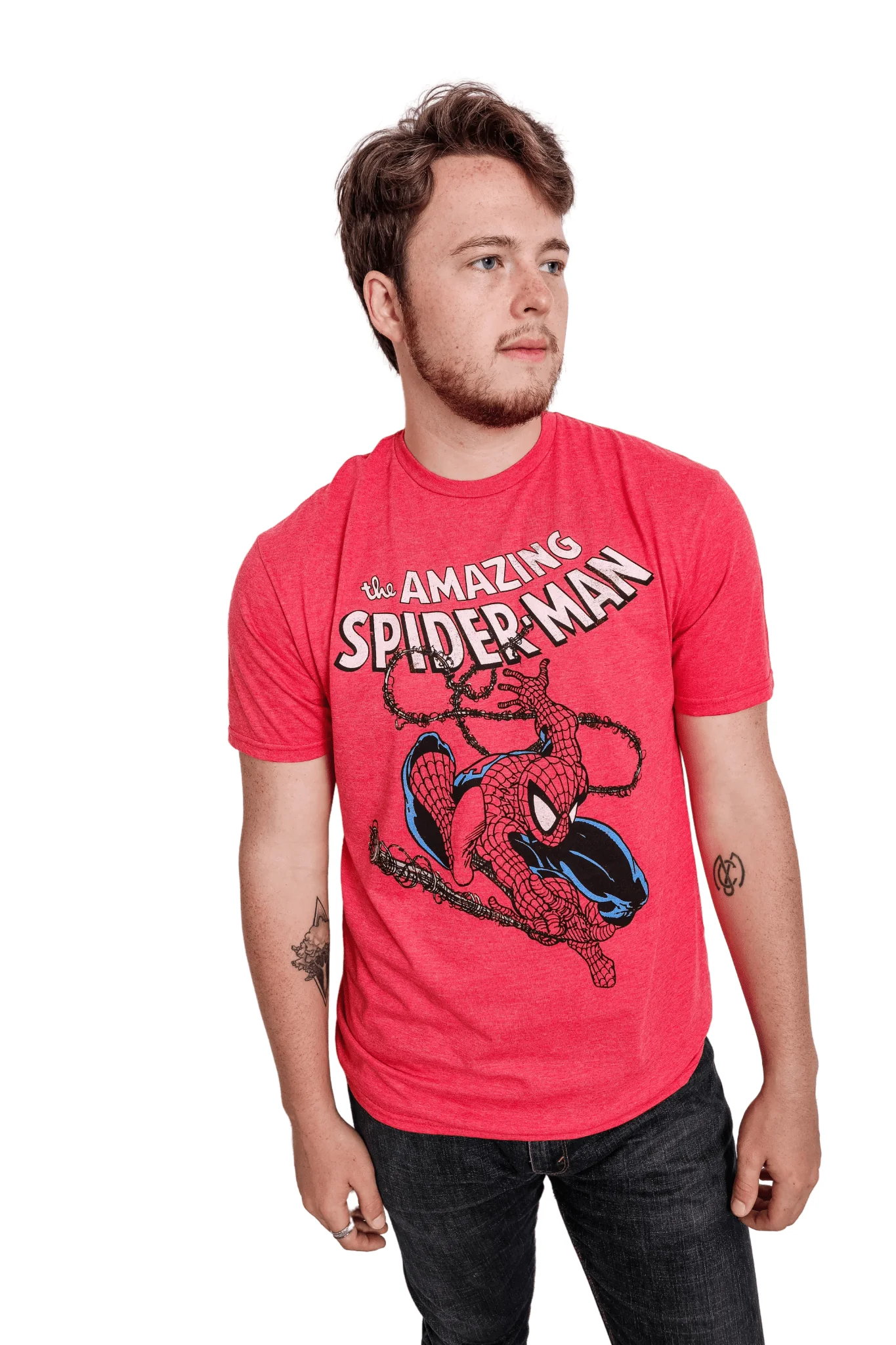 Spider-Man Spidey Swinging Marvel Comics Adult Graphic T-Shirt - Image 3