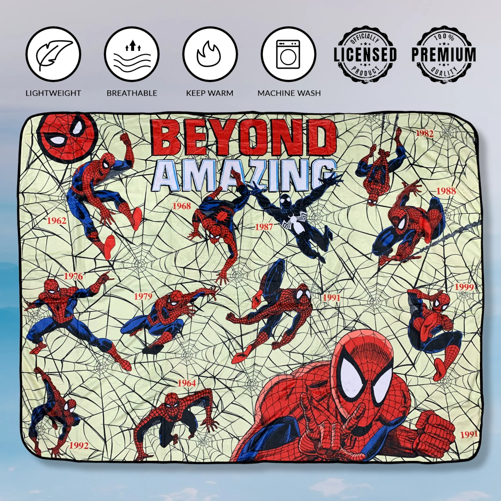 Spider-Man Beyond Amazing 60th Marvel Flannel Throw Super Soft Fleece Blanket 45x60in - Image 2