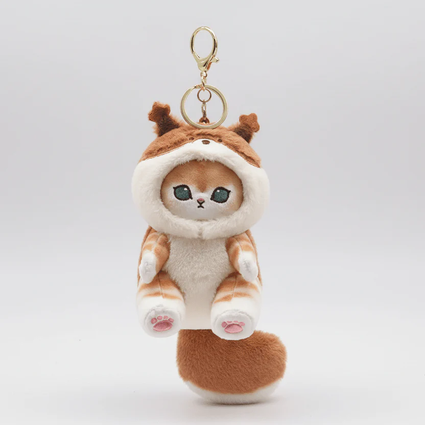 Mofusand Squirrel Cat Plush Keychain - Image 2