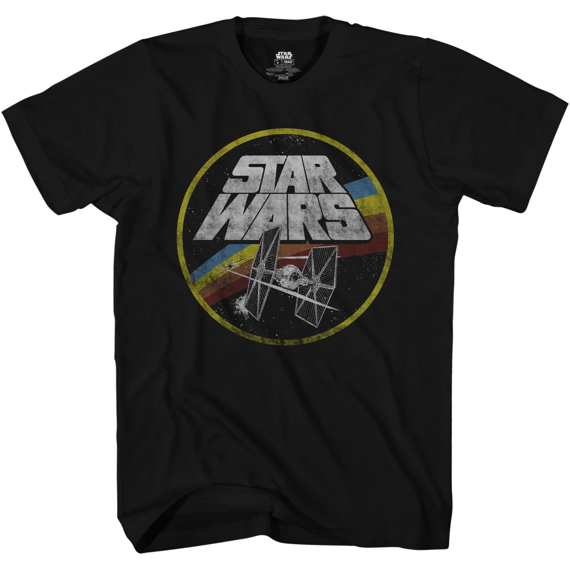 Star Wars Classic Logo and Tie Fighter Circle Fight Adult T-Shirt - Image 1