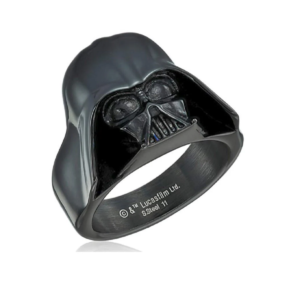 Star Wars Jewelry Men’s Darth Vader Black Ion-Plated Stainless Steel Ring Size 8