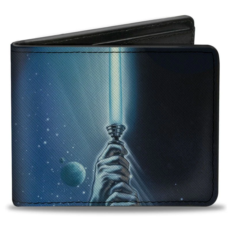 Star Wars Luke Holding Lightsaber + Character Collage Bi-Fold Wallet - Image 1