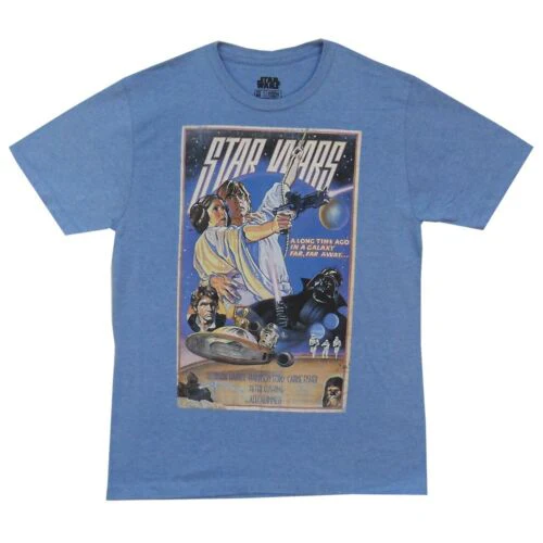 Star Wars Poster In A Galaxy Far Far Away Vader Luke Adult T-Shirt - Image 1