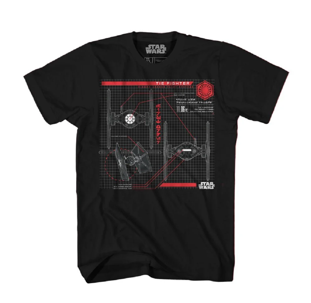 Star Wars The Last Jedi Tie Fighter Plans Adult T-Shirt - Image 1
