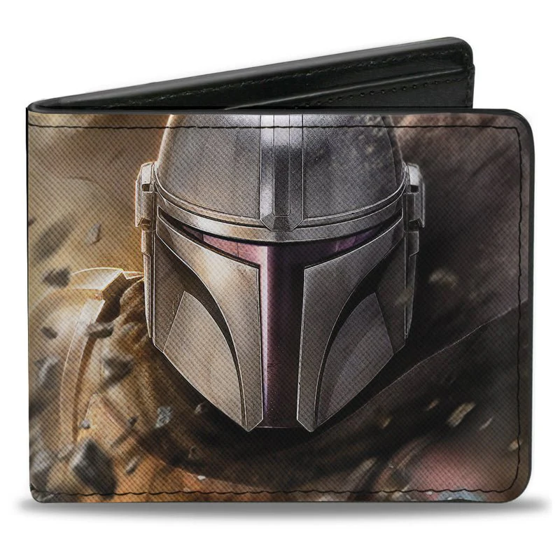 Star Wars The Mandalorian Helmet Bounty Hunter Logo Bi-fold Wallet - Image 2
