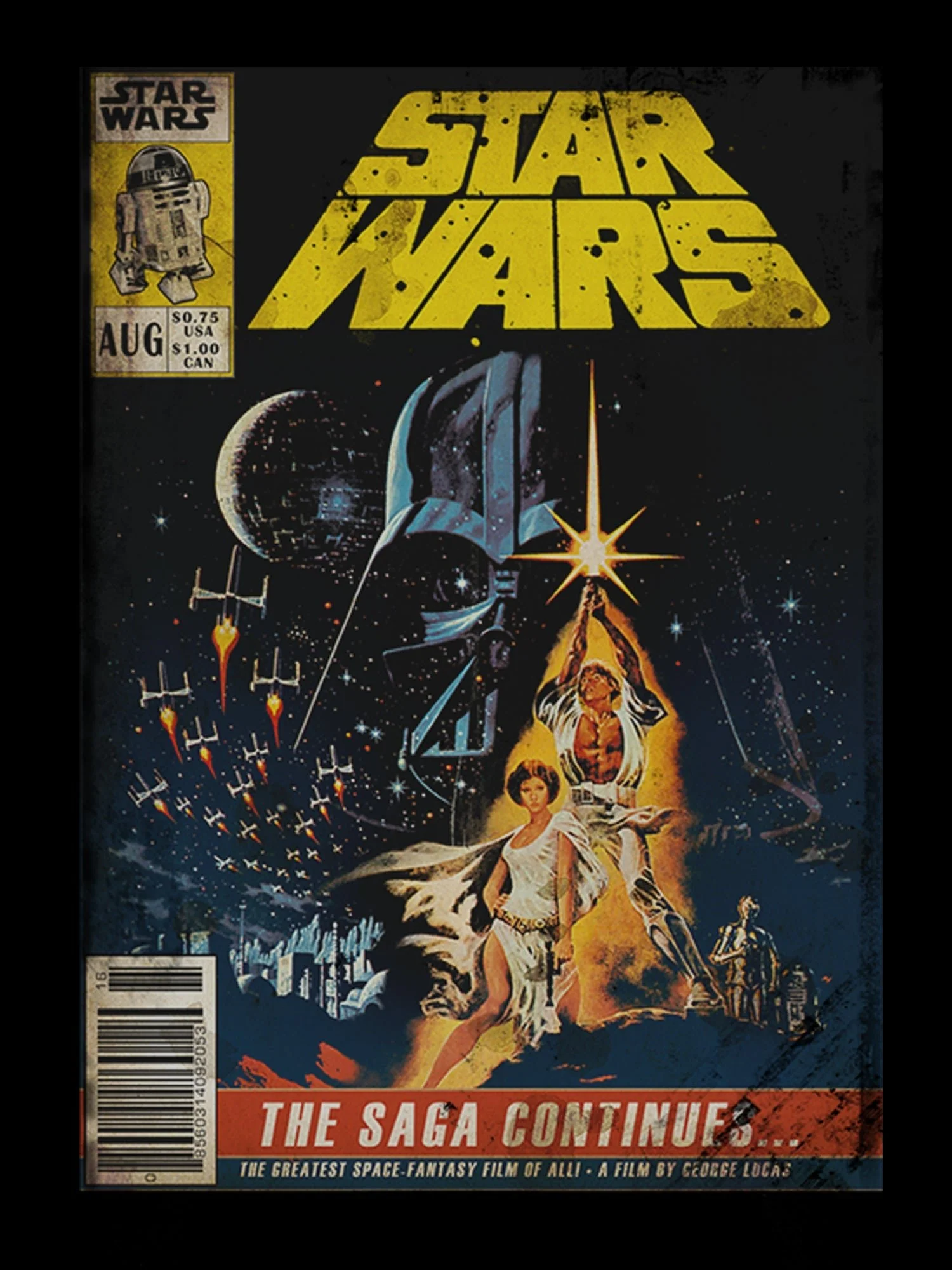 Star Wars The Saga Continues Comic Book Cover Officially Licensed Adult T Shirt - Image 2