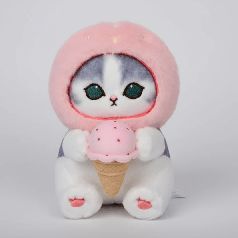 Mofusand Strawberry Cat Plush Keychain - Image 2