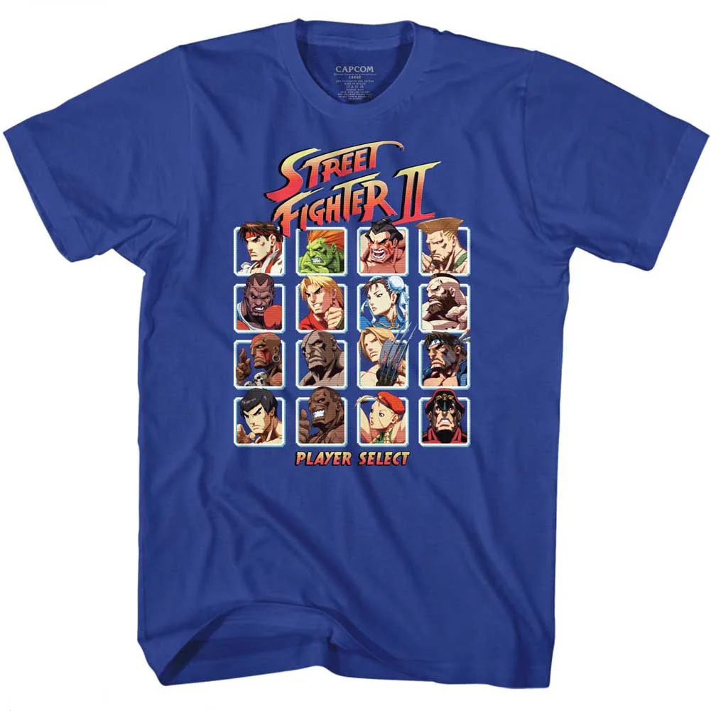 Street Fighter Video Martial Arts Arcade Game Player Select Adult T-Shirt - Image 1