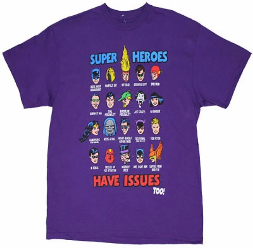 Super Heroes Have Issues Too DC Comics Adult T-Shirt - Image 2