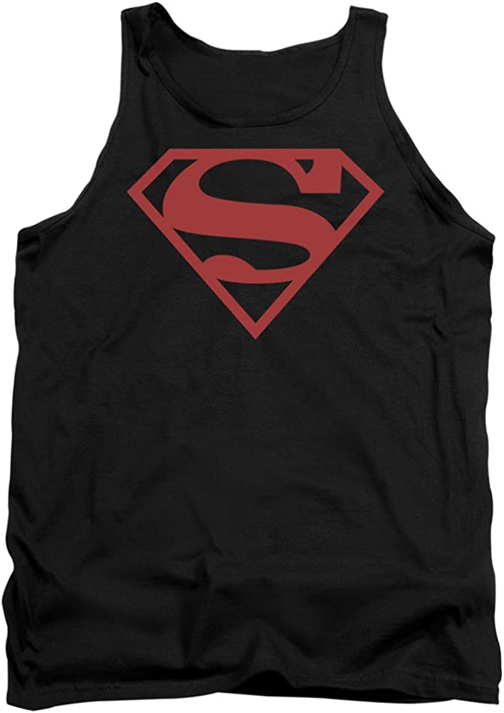 Superman Superboy Red On Black Logo Licensed Adult Unisex Tank Top