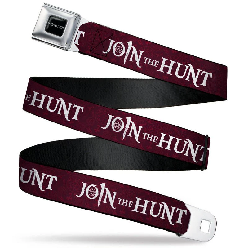 Supernatural Join the Hunt Symbols Scattered Reds White Seatbelt Belt - Image 1