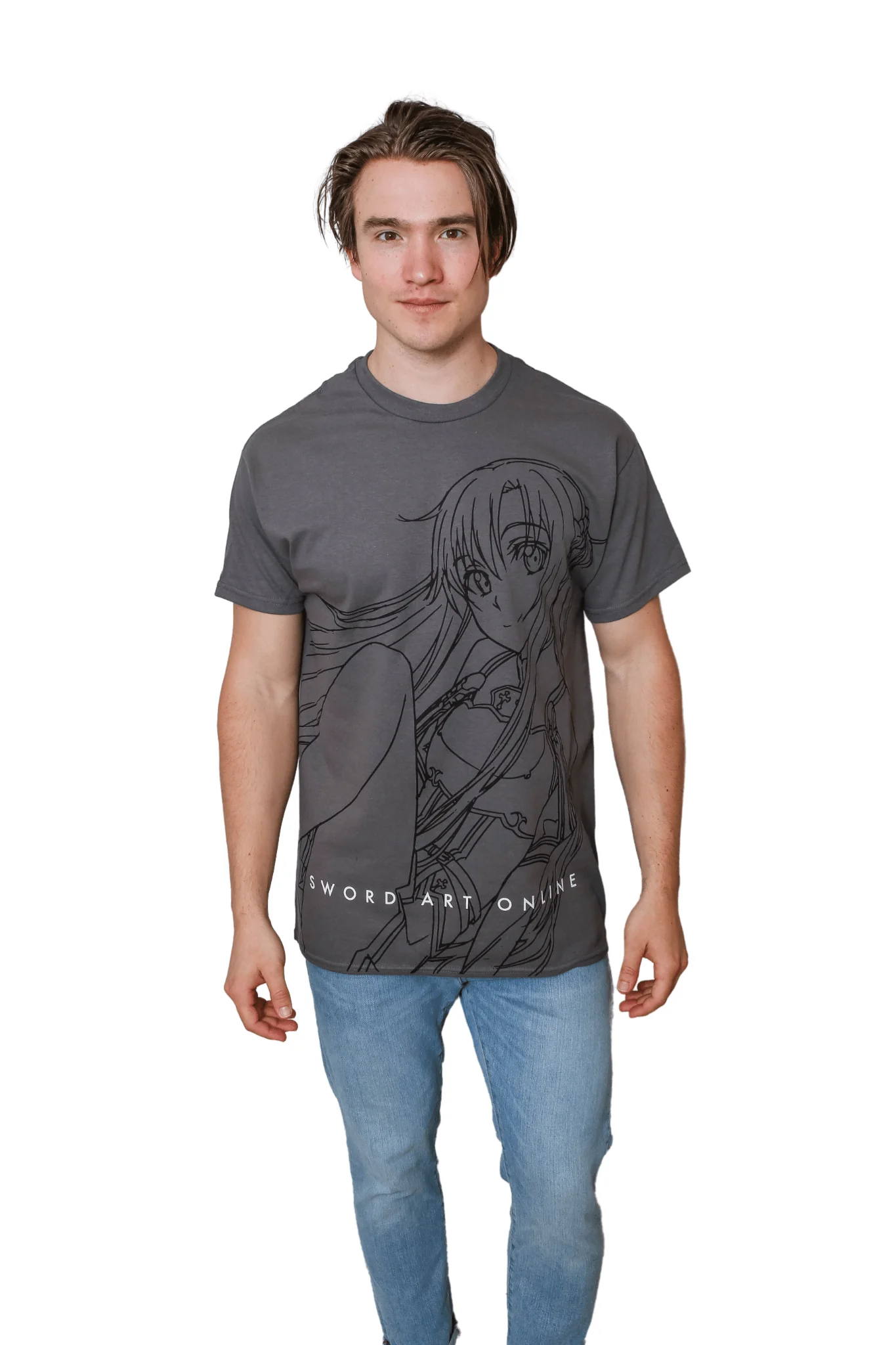 Sword Art Online - Asuna Sitting Line Art Adult T-Shirt - Image 2