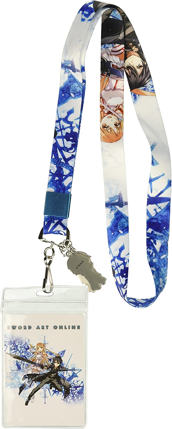 Sword Art Online - Kirito & Asuna Blue Anime Lanyard Neck Strap Id Holder - Image 1