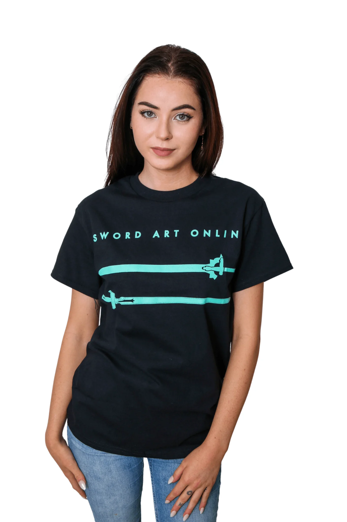 Sword Art Online Kirito Elucidator And Asuna Lambent Light Swords Adult T-Shirt - Image 2