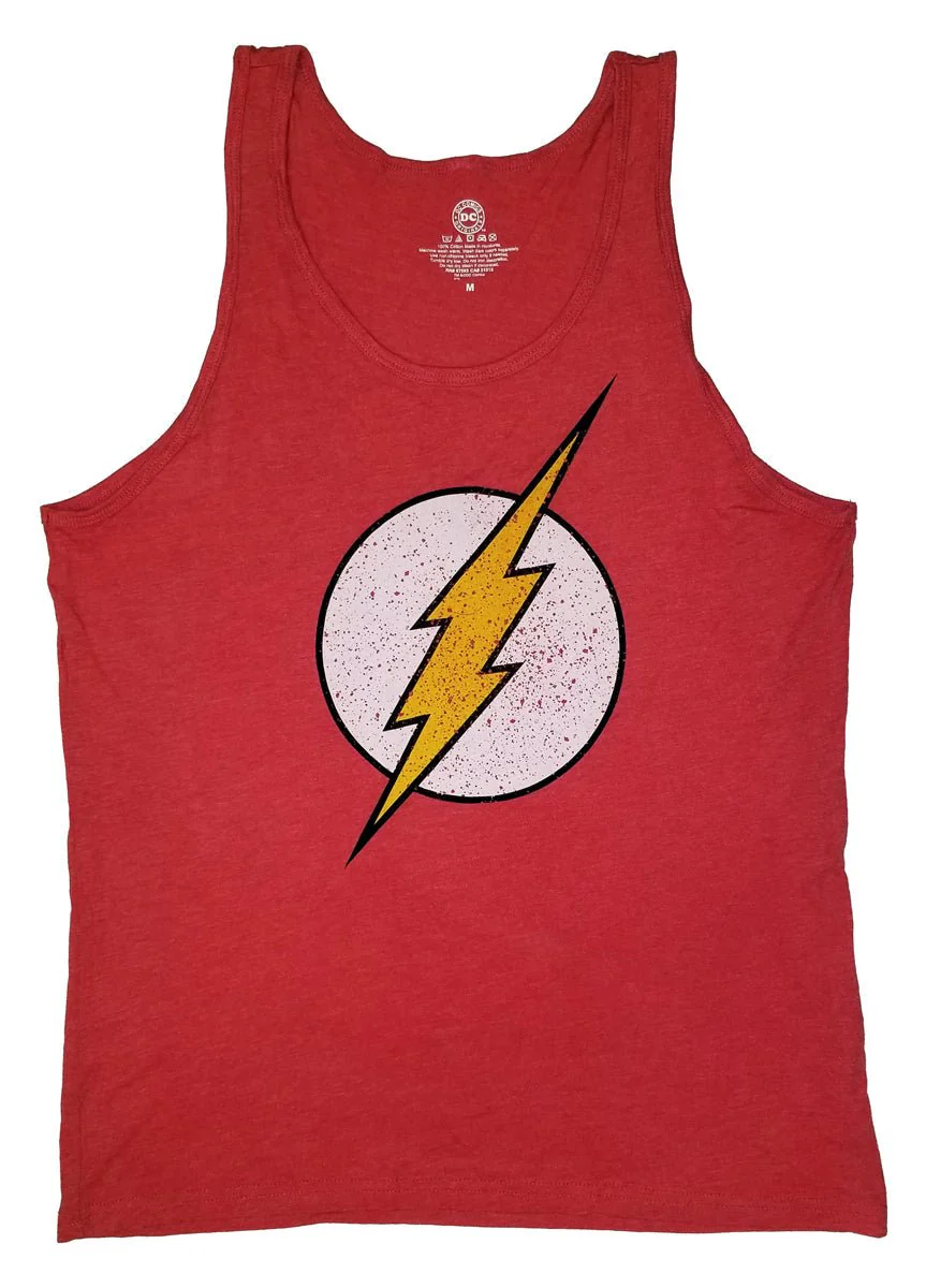The Flash Distressed Symbol DC Comics Adult Tank Top - Image 2