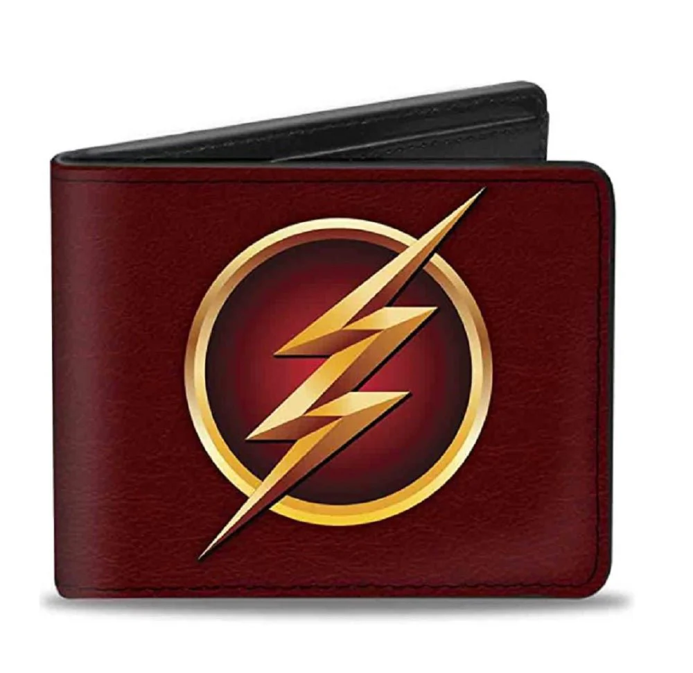 The Flash Logo Burgundy Gold DC Comics Bi-fold Wallet - Image 1