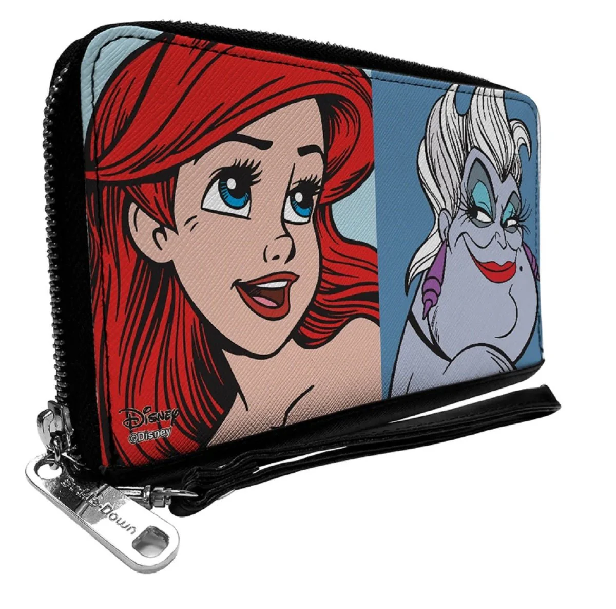 The Little Mermaid Ariel and Ursula Face Blocks Womens PU Zip Around Wallet - Image 1
