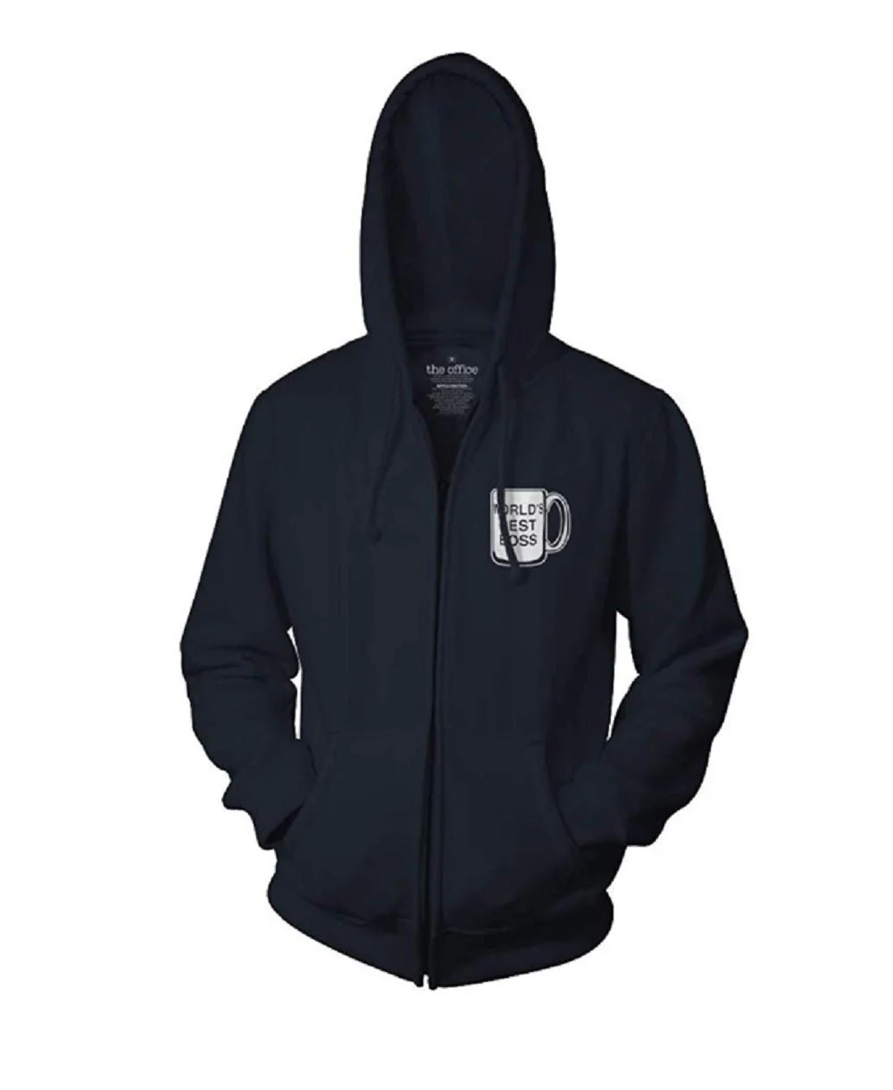 The Office Worlds Best Boss and Dunder Mifflin Zip Up Fleece Hoodie - Image 1