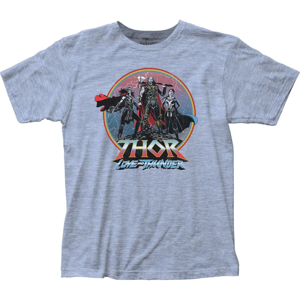 Thor 4 Movie Trio Circle Marvel Comics Fitted Adult T-Shirt - Image 1