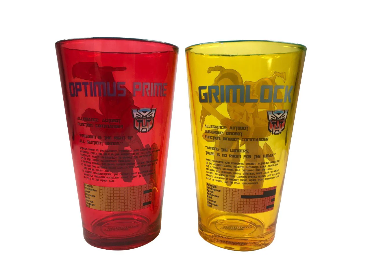 Transformers Autobots Optimus Prime And Grimlock 2 pack Pint Glass Set - Image 2