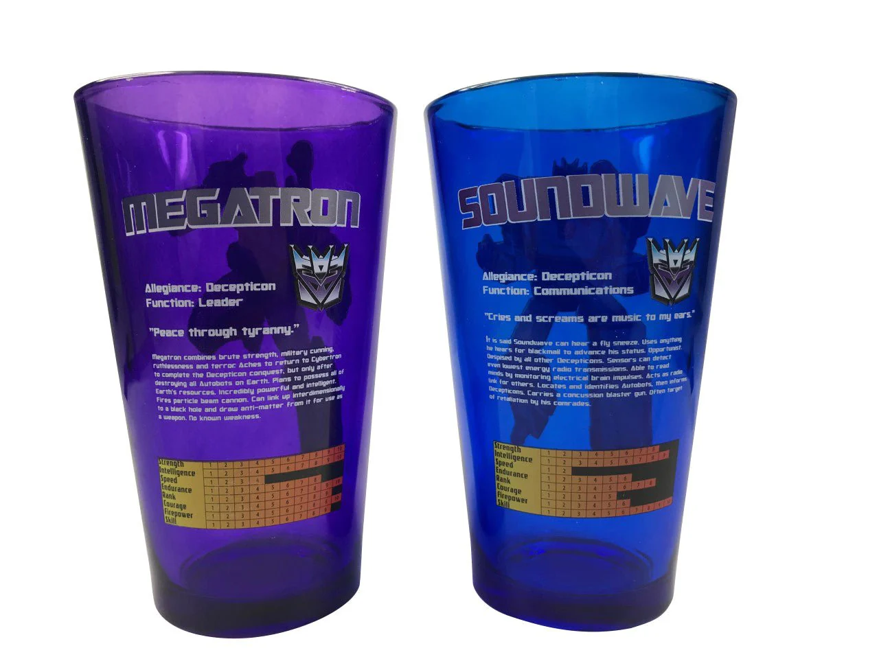 Transformers Decepticons Megatron And Soundwave 2 pack Pint Glass Set - Image 3