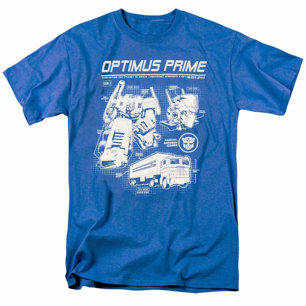 Transformers Optimus Prime Tech Specs Adult T-Shirt - Image 1