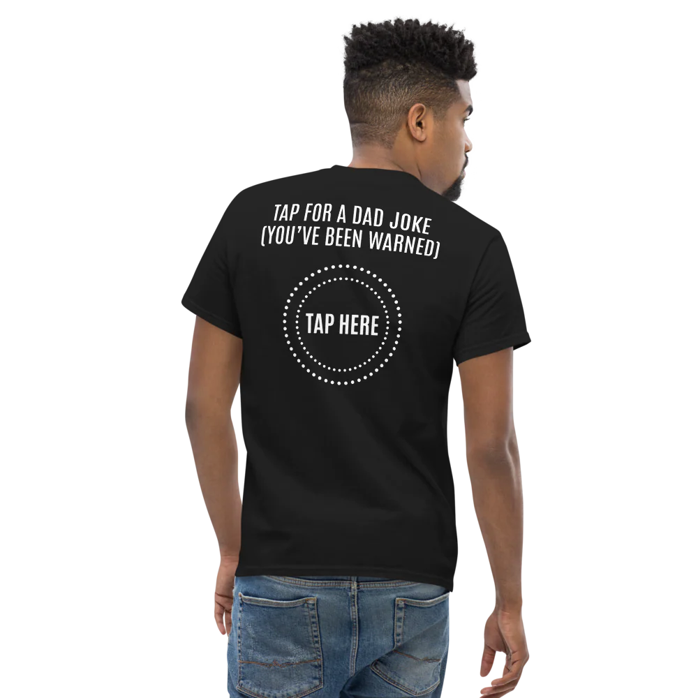 Tap For a Dad Joke Funny Cotton T-Shirt - Image 2