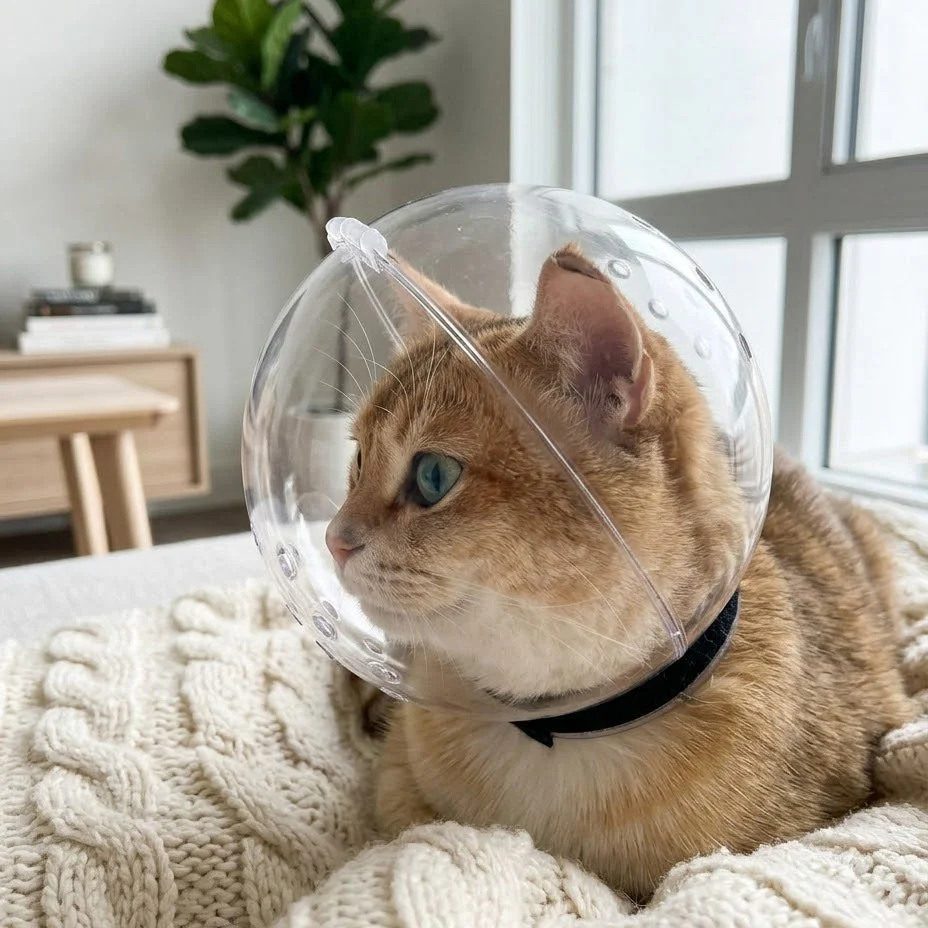 Bubble Cone Transparent Cat Recovery Groom Helmet - Image 2
