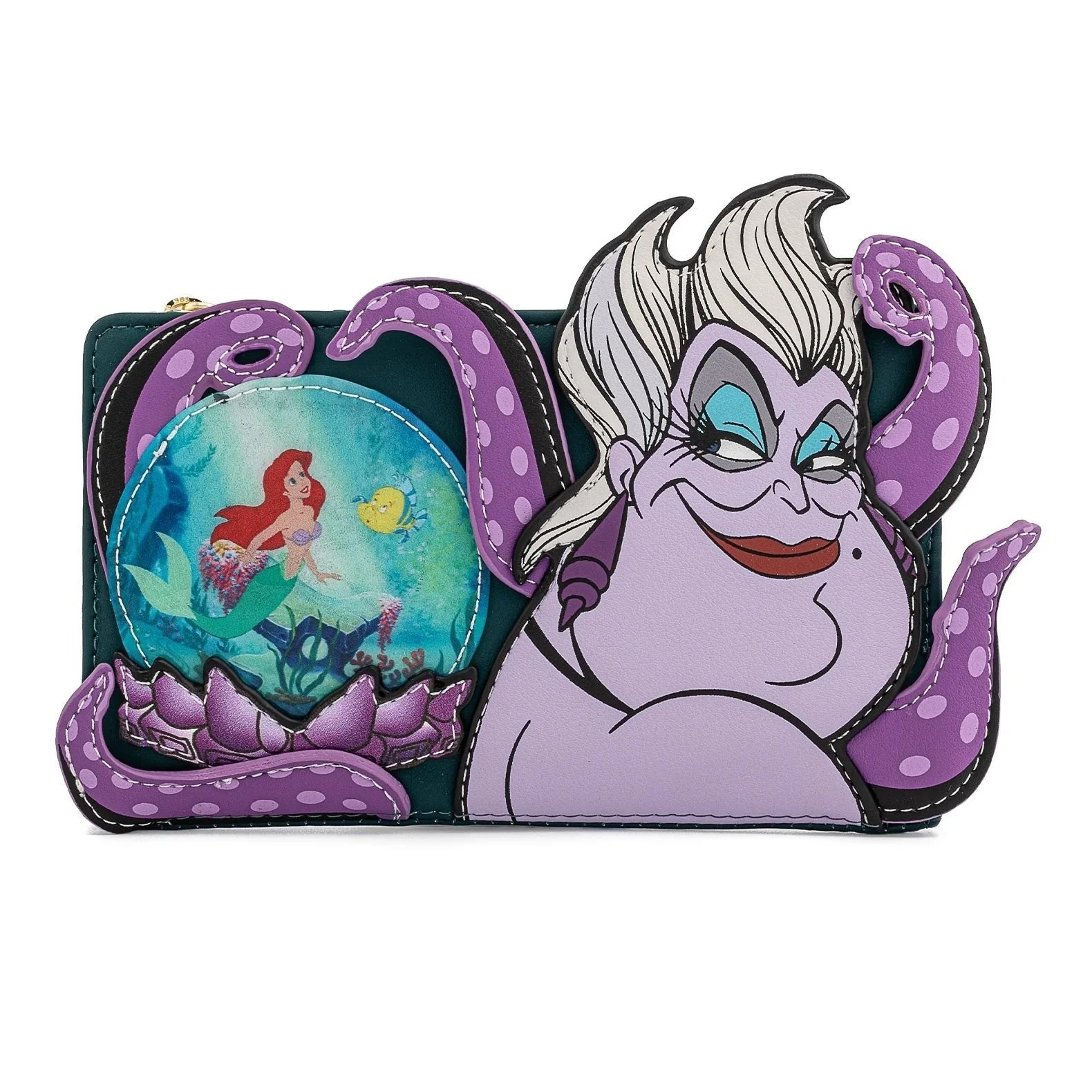 Loungefly Disney Villians Scene Ursula Crystal Ball Zip Around Wallet - Image 1