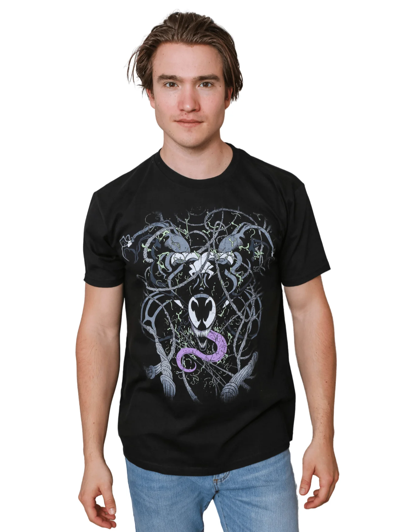 Venom Webs Spider-Man Marvel Comics Adult T-Shirt - Image 2
