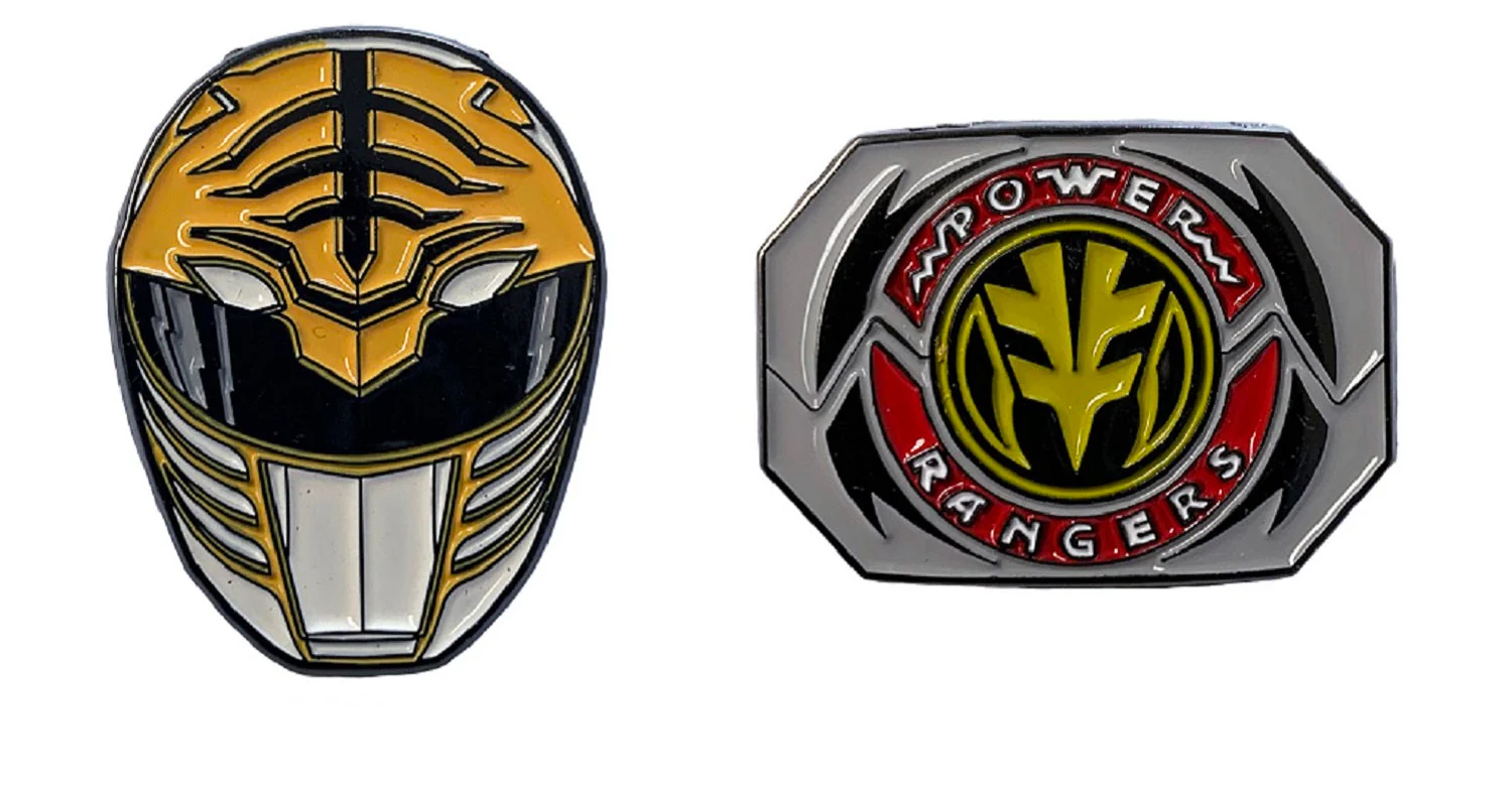 Power Rangers White Ranger Mask and Emblem Tommy 2 Pack Enamel Pin set - Image 3