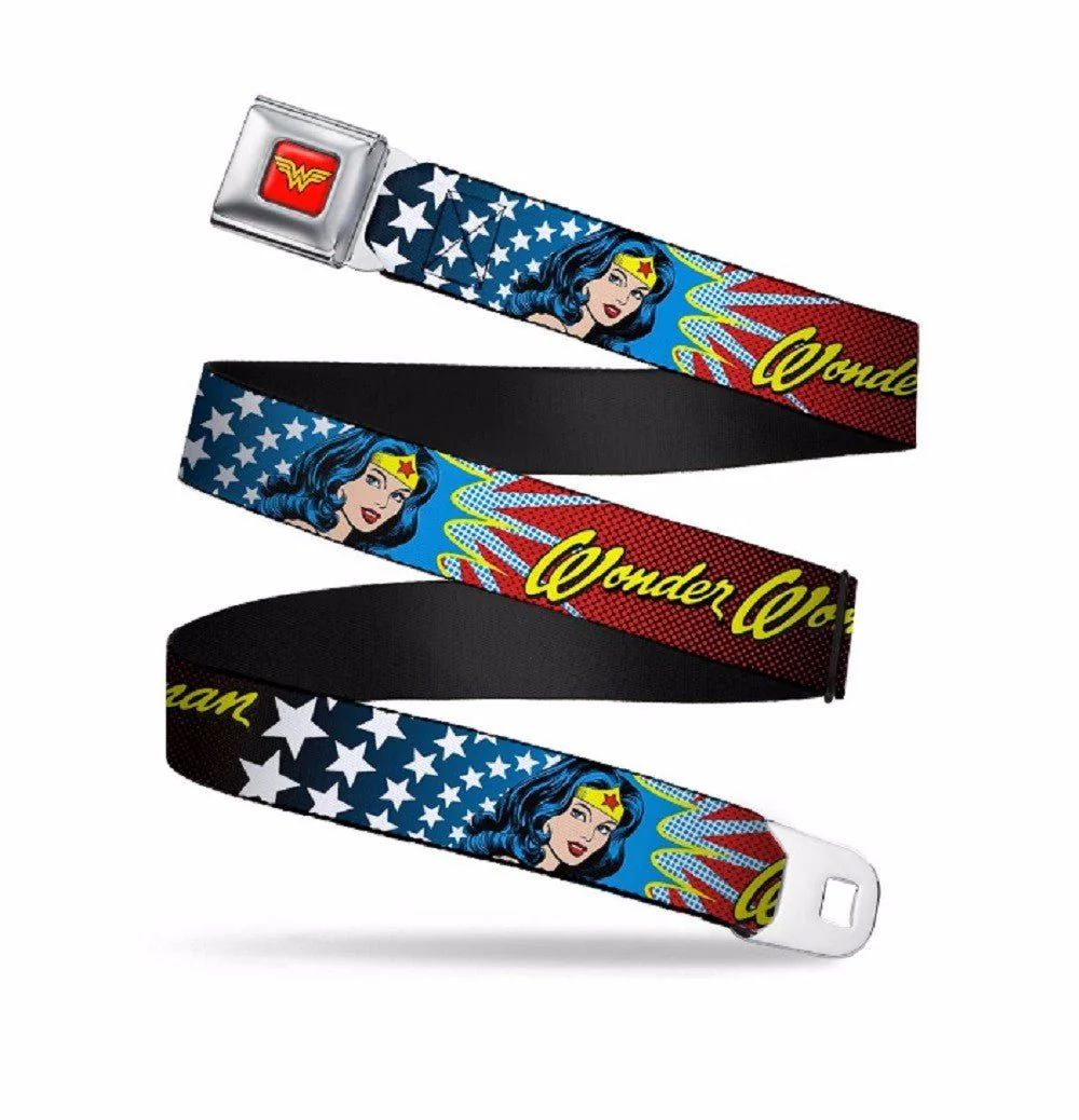 Wonder Woman Face Close -DC Comics Seatbelt Belt - Image 1