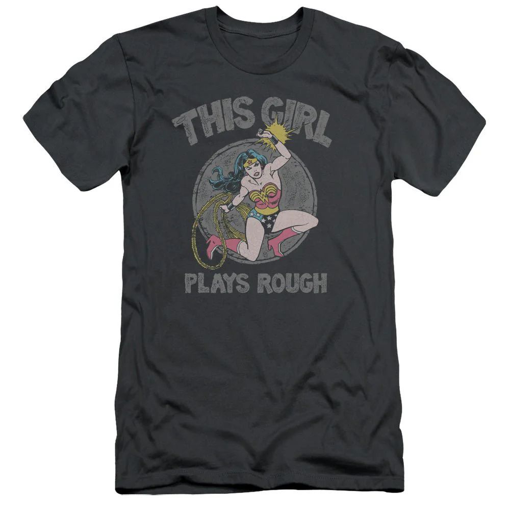 Wonder Woman This Girl Plays Rough DC Comics Adult T-Shirt - Image 1